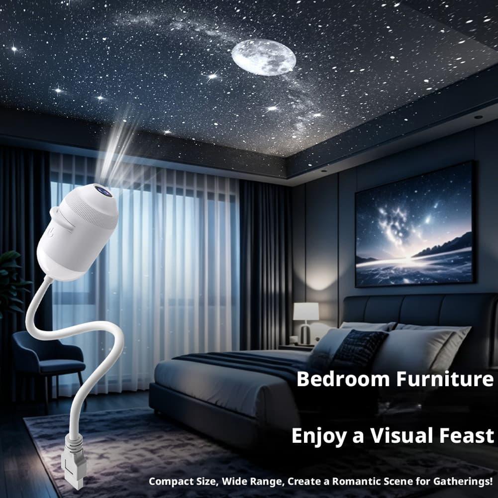 Planetarium Projector Home - โปรเจคเตอร์แสงดาวกาแล็กซี่ 2-in-1 ความละเอียดสูง ไฟโปรเจคเตอร์ท้องฟ้าเต็มดาวแบบ USB สำหรับห้องนอน