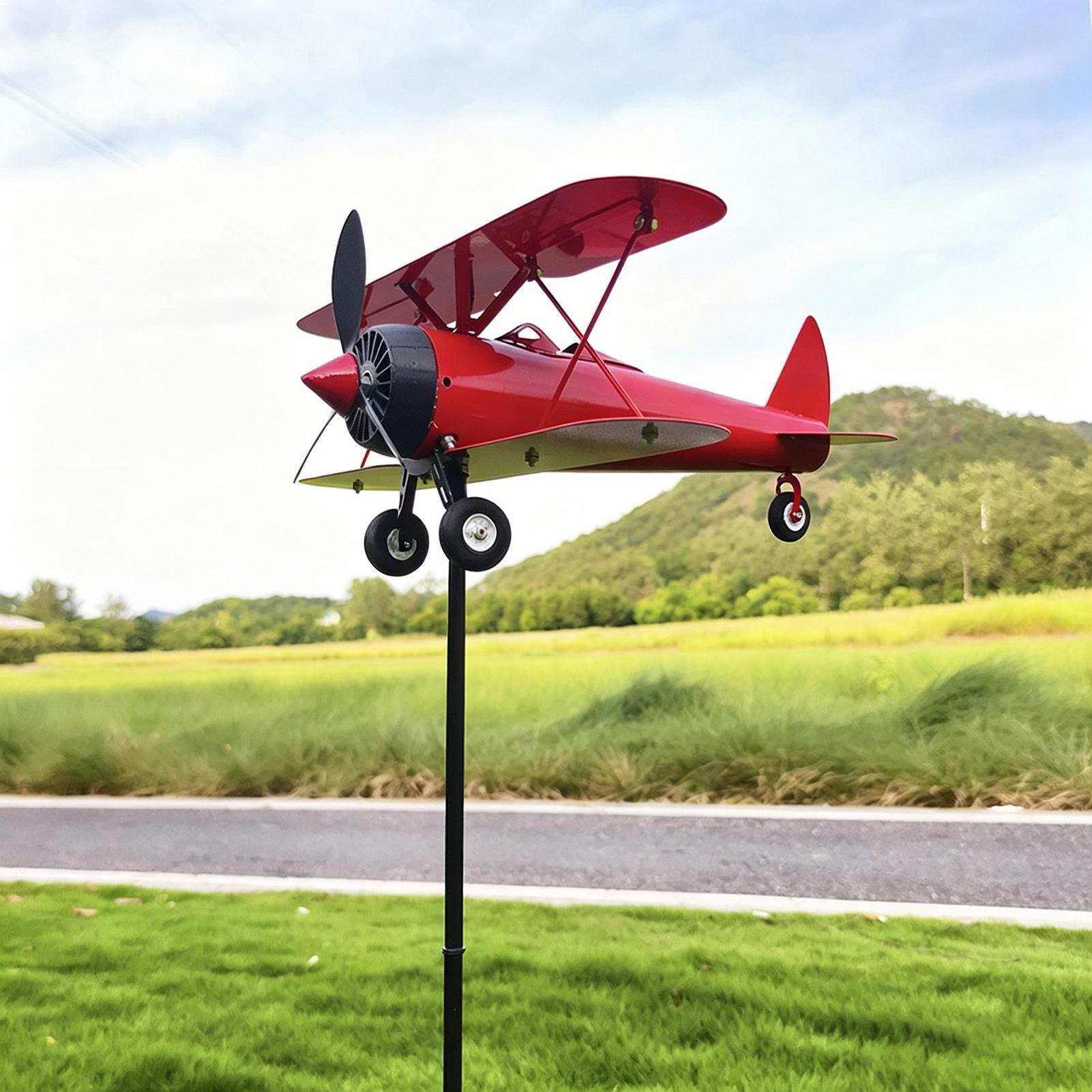 Anemometer Wind Speed - กังหันลมโลหะรูปเครื่องบิน เครื่องมือวัดทิศทางลม กังหันลมหมุนสำหรับสนามหญ้า ลานบ้าน ระเบียงกลางแจ้ง ดาดฟ้า
