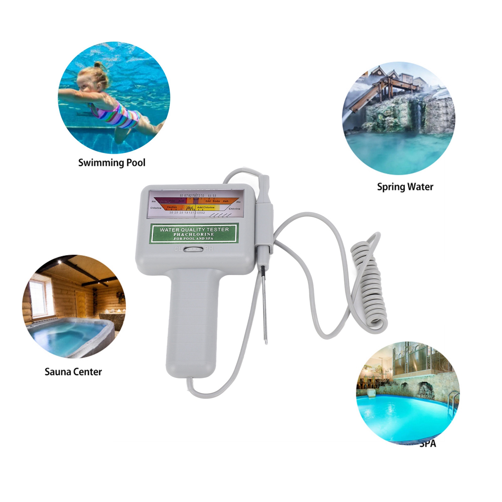 Water Testing Kit - เครื่องวัดคุณภาพน้ำในสระว่ายน้ำแบบดิจิตอล เครื่องวัดค่า pH และคลอรีน ใช้งานง่าย พกพาสะดวก