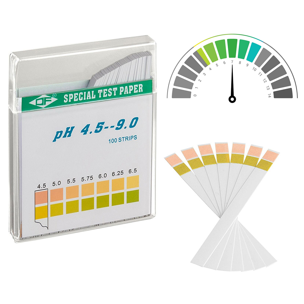 Water Testing Kit - 100 ชิ้น ชุดแถบกระดาษวัดค่า PH สำหรับใช้ในครัวเรือน แถบทดสอบค่า