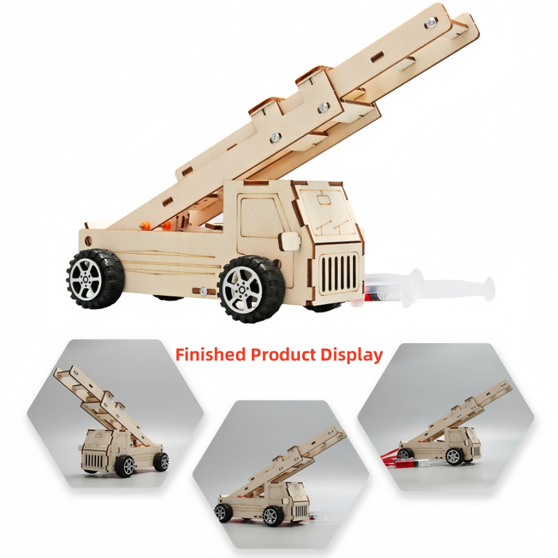 Science Project Diy - ชุดประกอบโมเดลรถดับเพลิงบันไดไม้ DIY สำหรับเด็ก - ของเล่นวิทยาศาสตร์ฟิสิกส์เพื่อการศึกษา เครื่องมือทดลอง