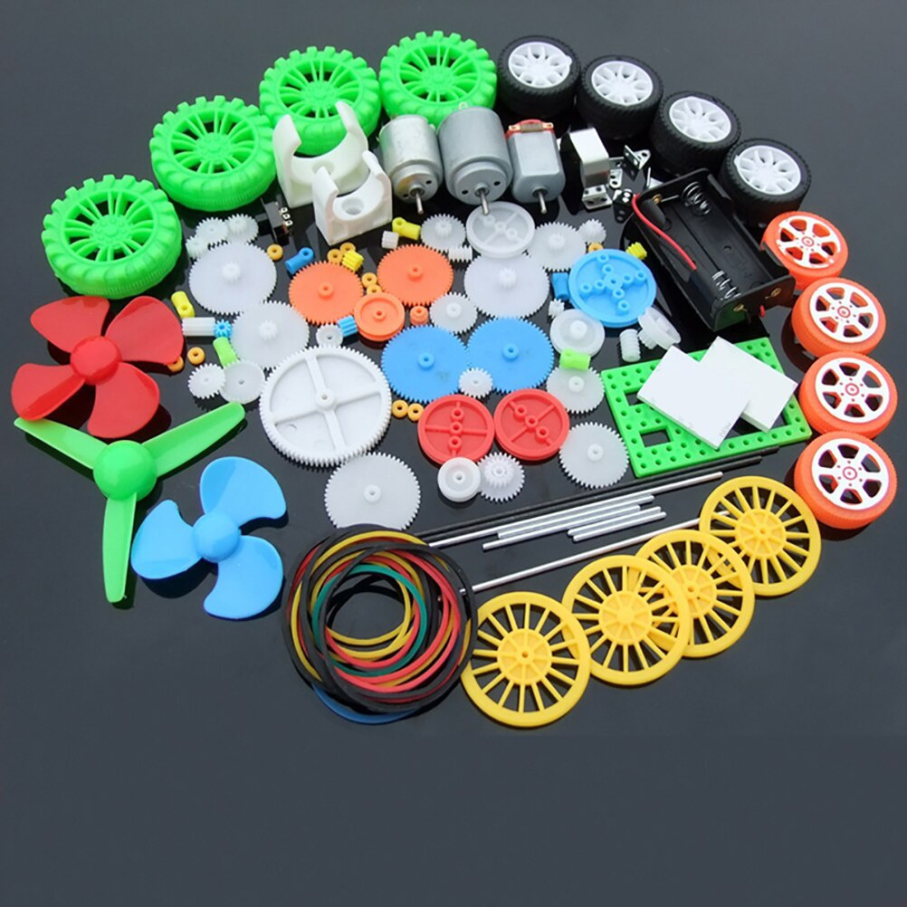 Science Project Diy - ชุดมอเตอร์ไฟฟ้ากระแสตรง 112 ชิ้น พร้อมเกียร์พลาสติก ขายึดมอเตอร์ เพลา