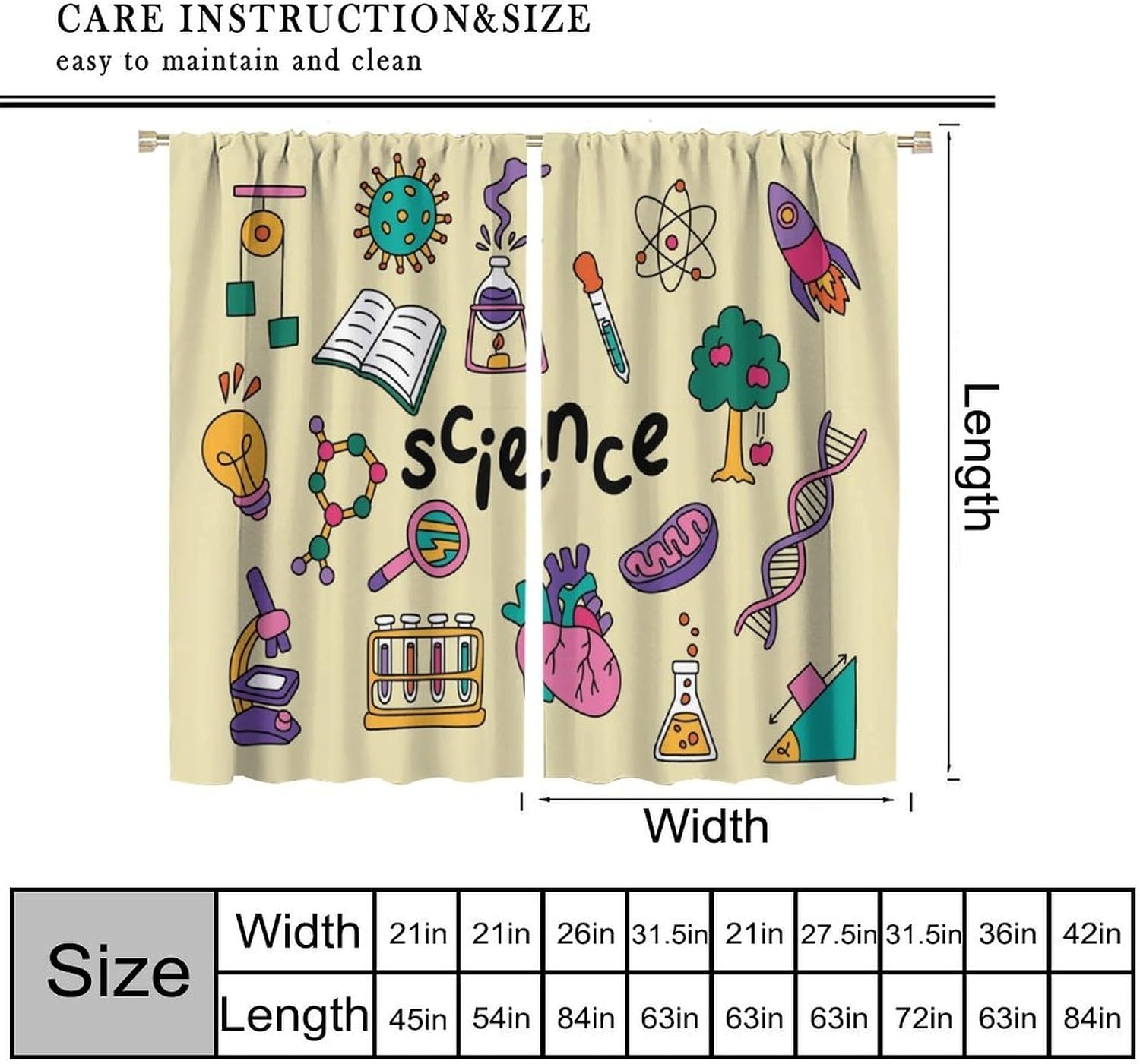 ผ้าม่านธีมวิทยาศาสตร์ 2 ชิ้น ส - Science Nursery บทวิจารณ์และราคา